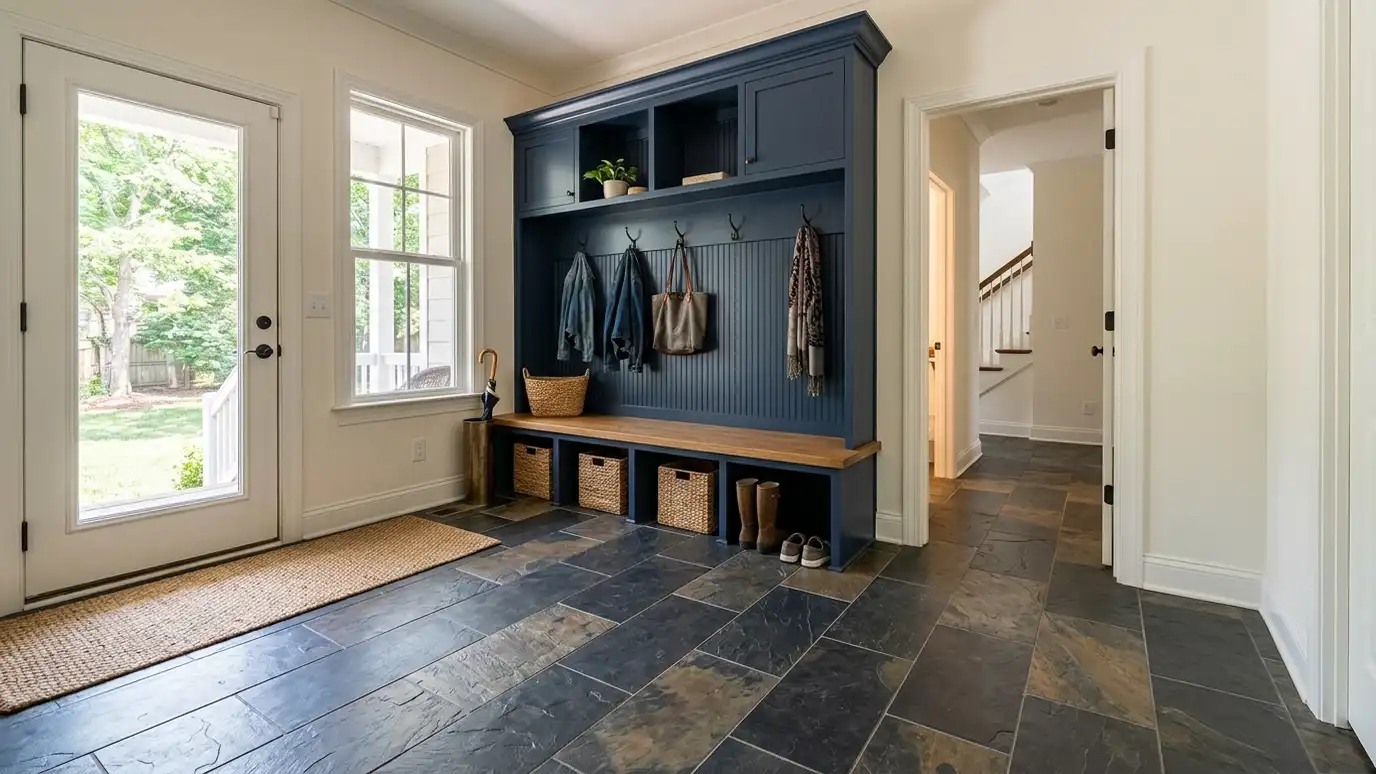 A Gallatin, Tennessee home with a beautifully tiled bathroom, a large walk-in shower and a light porcelain floor