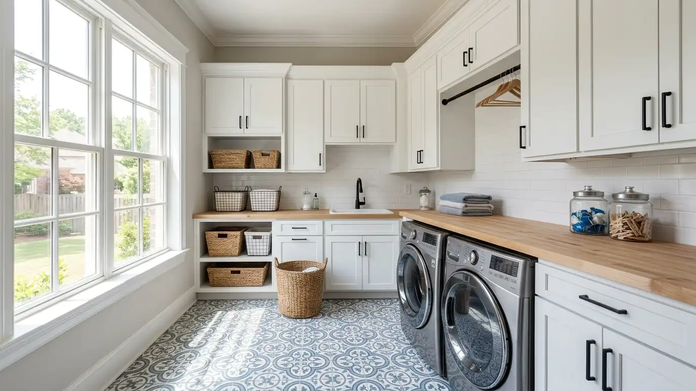 A La Vergne, Tennessee home with a beautifully tiled bathroom, a large walk-in shower and a light porcelain floor
