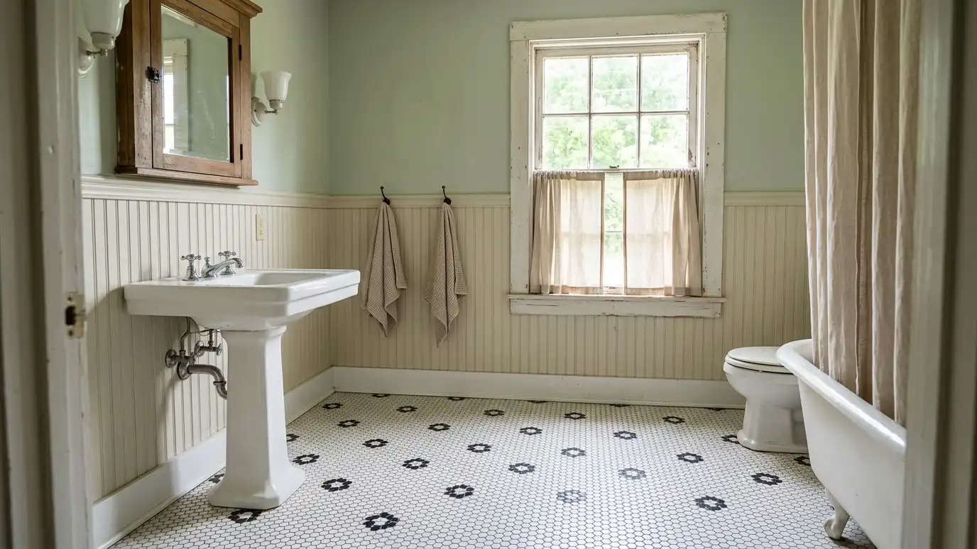 A Old Hickory, Tennessee home with a beautifully tiled bathroom, a large walk-in shower and a light porcelain floor